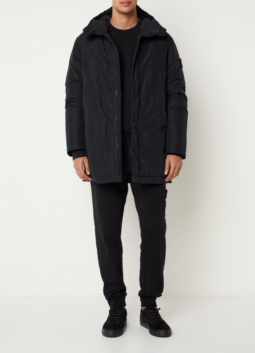 Stone Island S0A26 gewatteerd jack met capuchon - voorkant 6 zwart