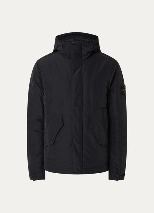 Stone Island S0A26 gewatteerde parka met capuchon en steekzakken - voorkant 2 zwart