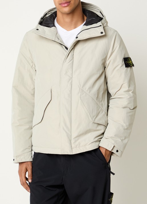 Stone Island S0A26 gewatteerde parka met capuchon en steekzakken - detail 2 zand