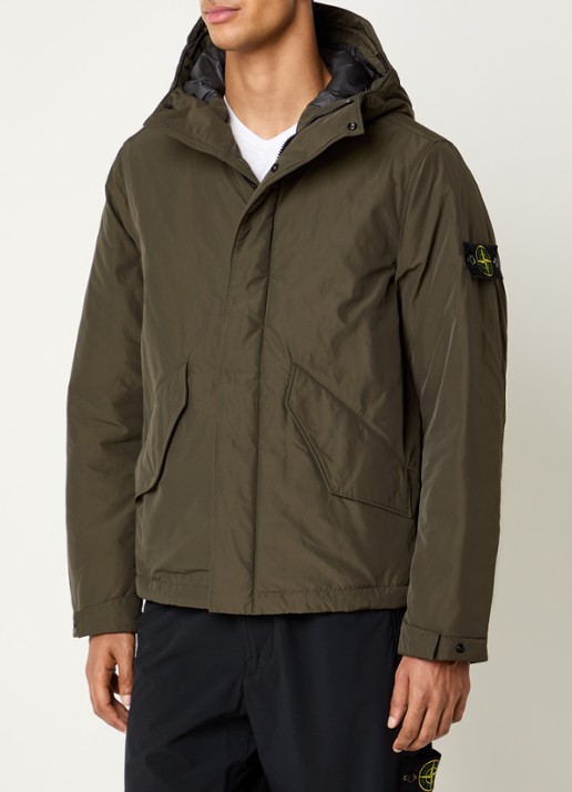 Stone Island S0A26 gewatteerde parka met capuchon en steekzakken - detail 4 bronsgroen