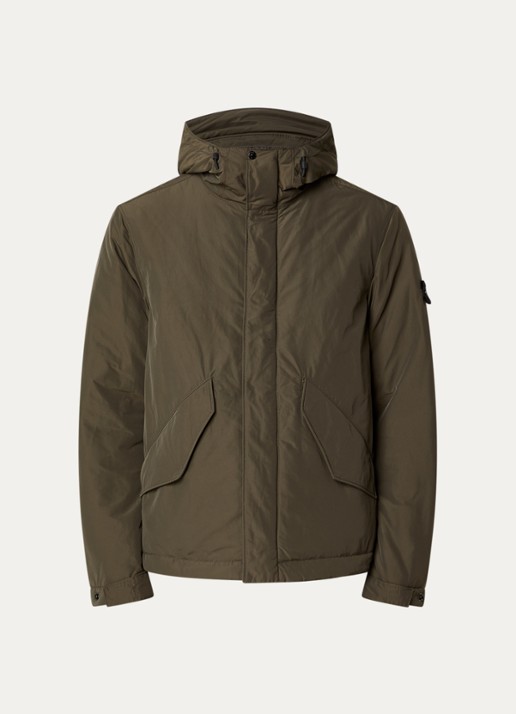 Stone Island S0A26 gewatteerde parka met capuchon en steekzakken - voorkant 2 bronsgroen