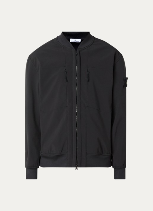 Stone Island S0B22 jack met logo en steekzakken - voorkant 2 zwart