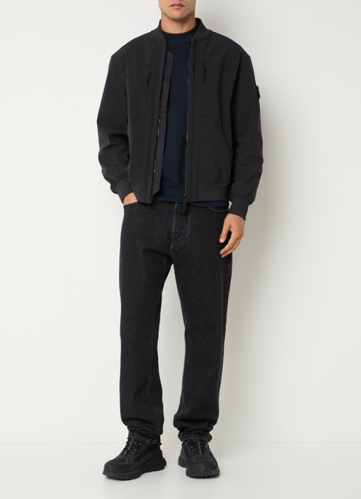 Stone Island S0B22 jack met logo en steekzakken - voorkant 3 zwart