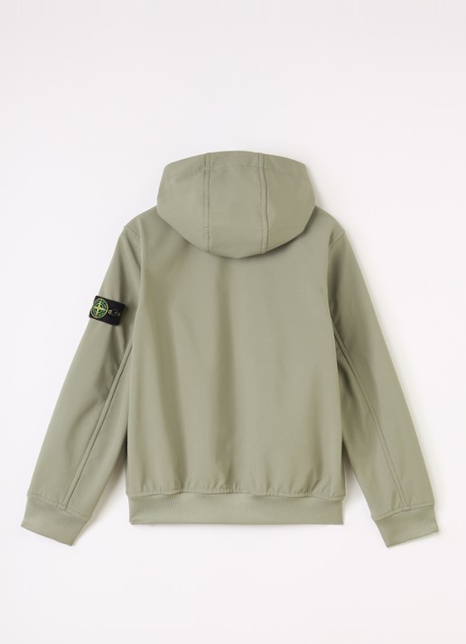 Stone Island S0B22 softshell jack met logo - achterkant olijfgroen