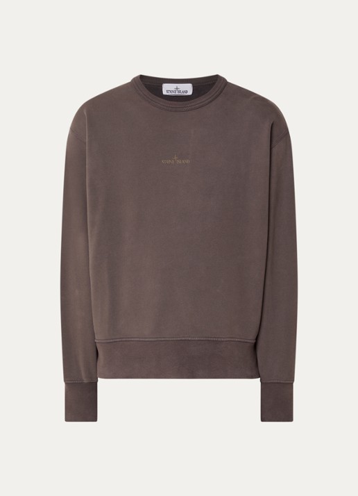 Stone Island S0E20 sweater met logoprint - voorkant 3 lichtbruin