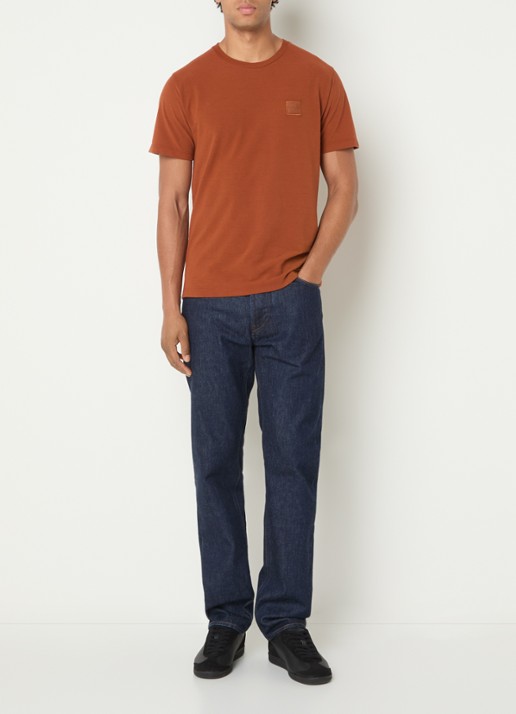 Stone Island S0F11 T-shirt met logo - voorkant 4 roodbruin