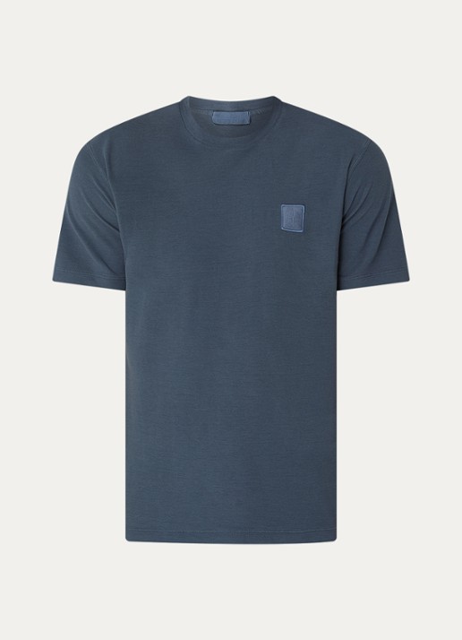 Stone Island S0F11 T-shirt met logoborduring - voorkant 2 indigo
