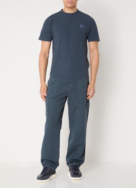 Stone Island S0F11 T-shirt met logoborduring - voorkant 3 indigo