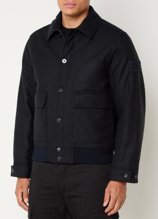 Stone Island S0F24 jack in wolblend met opgestikte zakken