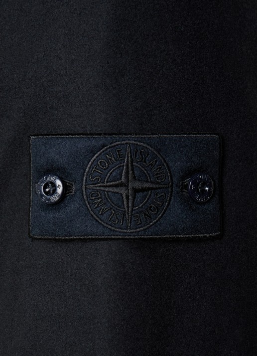 Stone Island S0F24 jack in wolblend met opgestikte zakken - detail 3 donkerblauw