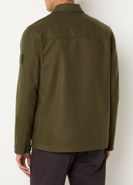 Stone Island S0F24 overshirt in wolblend - achterkant 5 legergroen