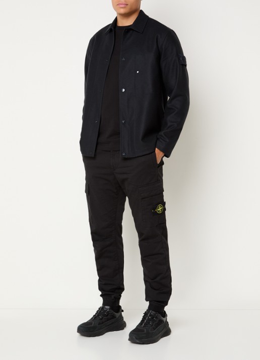 Stone Island S0F24 overshirt in wolblend - voorkant 5 donkerblauw