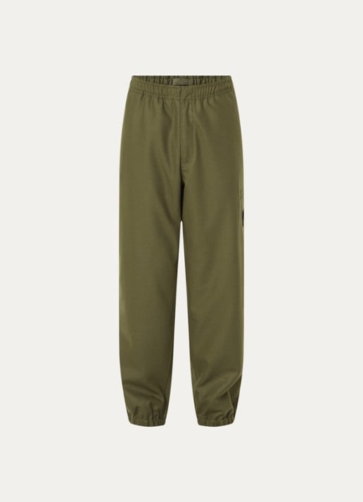 Stone Island S0F24 tapered fit cargobroek in scheerwolblend met klepzakken - voorkant bronsgroen