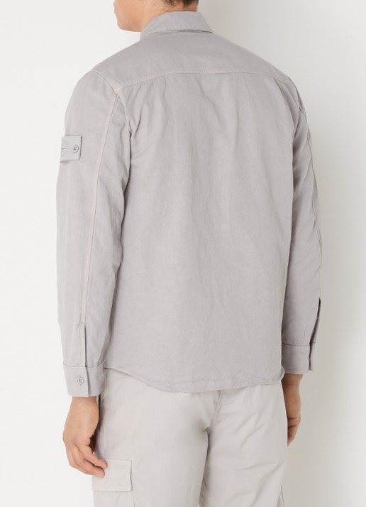 Stone Island S0F36 overshirt met borstzakken en logo - achterkant grijs