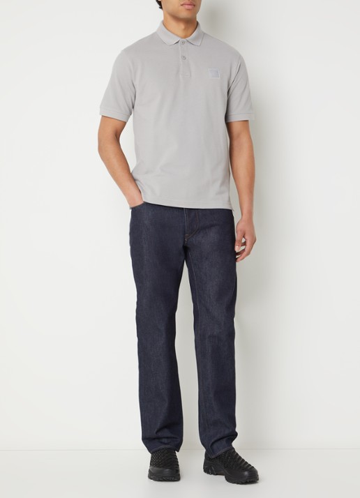 Stone Island S0F39 polo van piqué katoen met logoborduring - voorkant 5 grijs