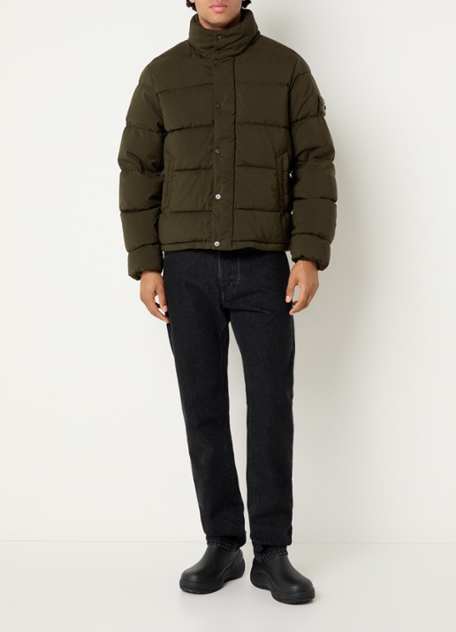 Stone Island S0F52 puffer jack van scheerwol met donsvulling en afneembare capuchon - voorkant 6 legergroen