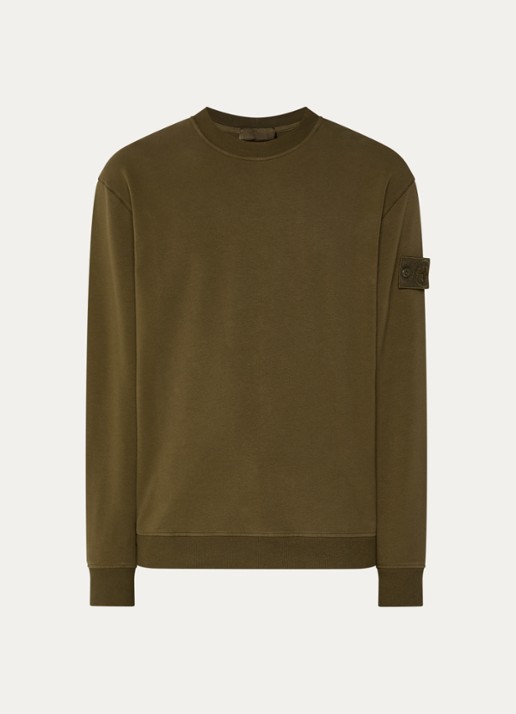 Stone Island S0F53 sweater met logo - voorkant 4 bronsgroen