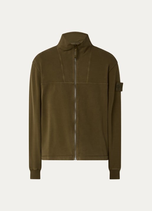 Stone Island S0F53 sweatvest met logo - voorkant 2 mosgroen