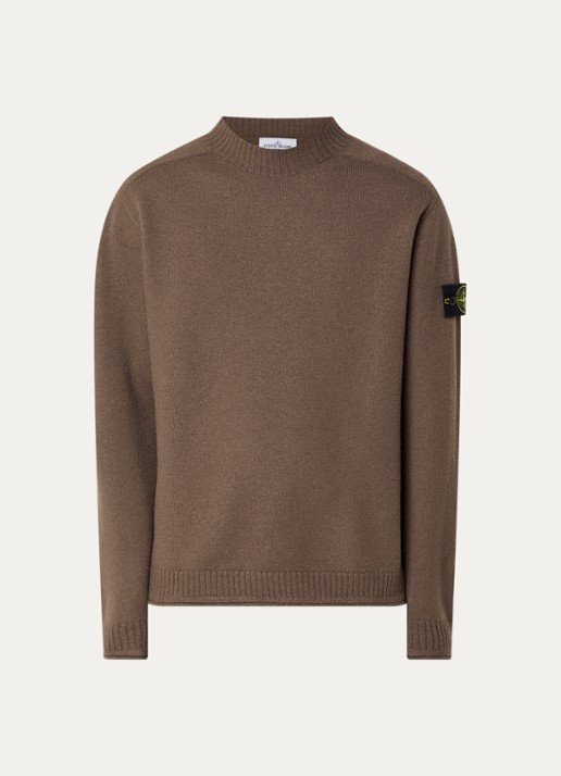 Stone Island S0IN1 fijngebreide trui van wol met logo - voorkant 3 paars