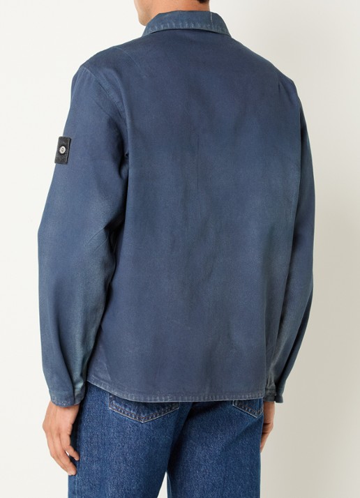 Stone Island S0J31 overshirt van denim met logo - achterkant 3 blauw