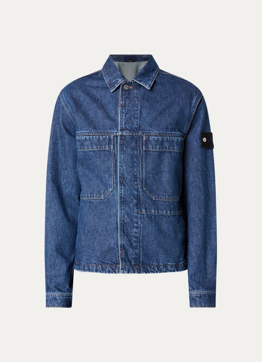 Stone Island S0J34 spijkerjas met logo - voorkant 4 indigo