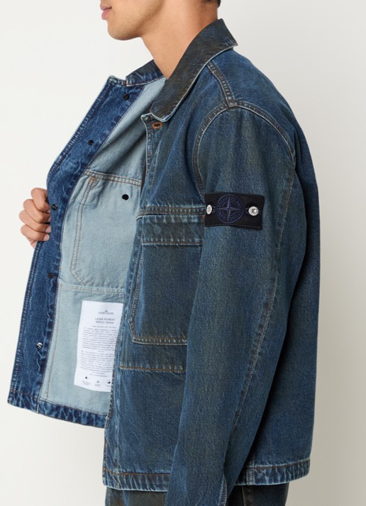 Stone Island S0J40 spijkerjas met logo en verwassen effect - detail 2 indigo