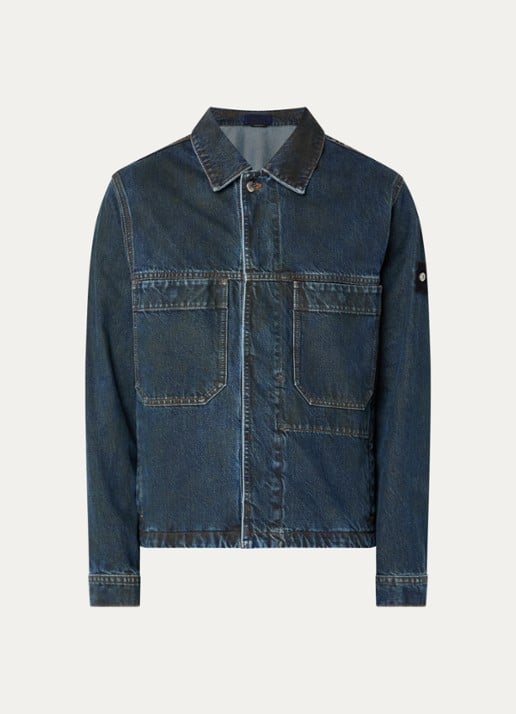 Stone Island S0J40 spijkerjas met logo en verwassen effect - voorkant 4 indigo
