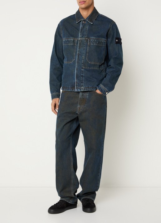 Stone Island S0J40 spijkerjas met logo en verwassen effect - voorkant 5 indigo