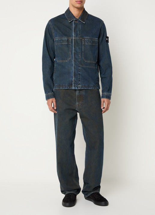 Stone Island S0J40 straight leg jeans met gekleurde wassing - voorkant 5 indigo