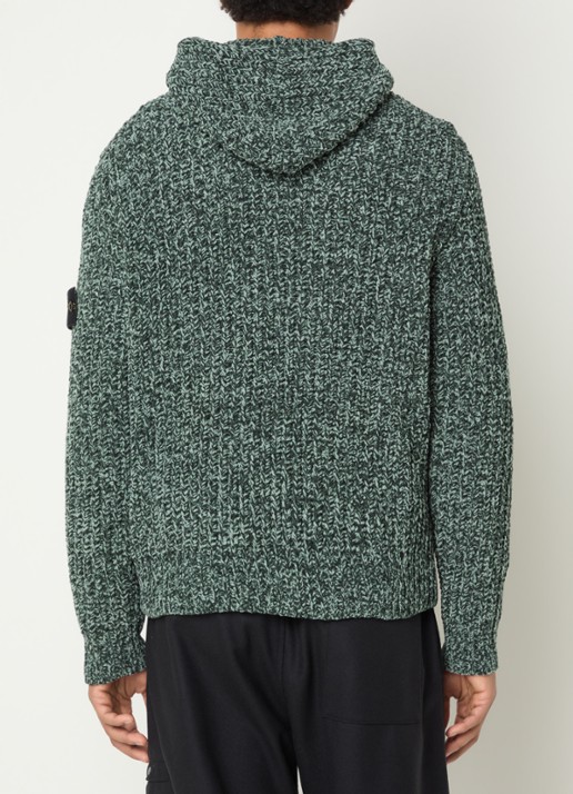 Stone Island S0N16 hoodie van badstof - achterkant 5 donkergroen