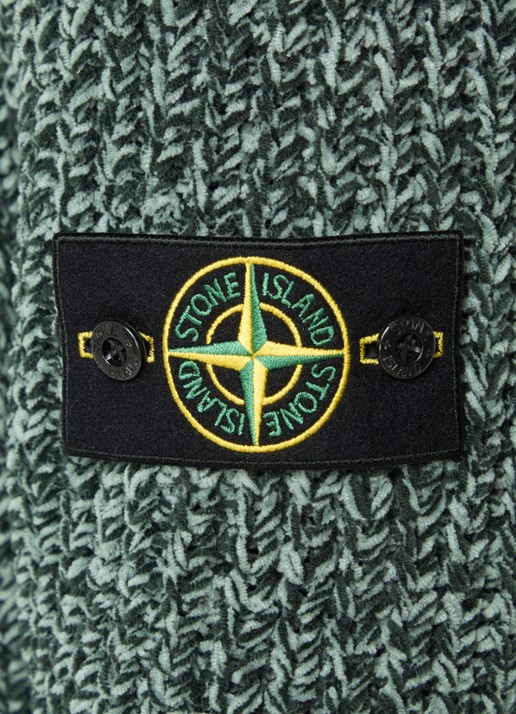 Stone Island S0N16 hoodie van badstof - detail 2 donkergroen