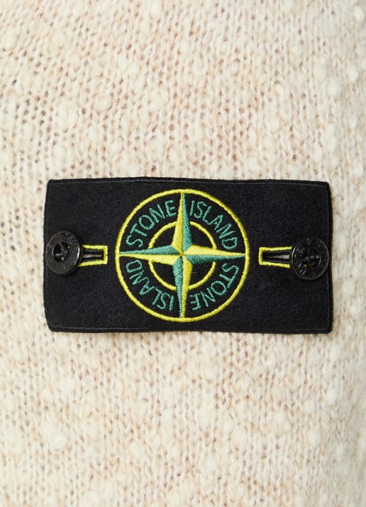 Stone Island S0N20 grofgebreide trui met logo - detail 5 beige