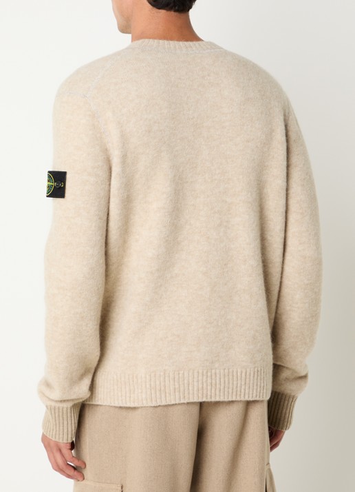 Stone Island S0N22 fijngebreide trui in wolblend met logo - achterkant 3 beige