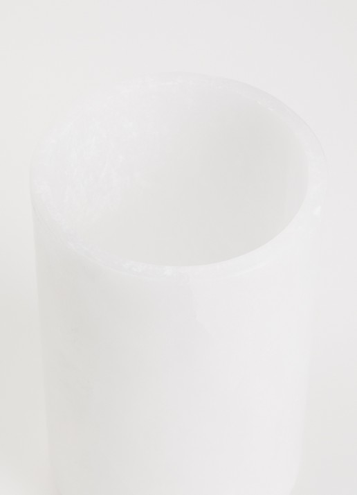 Stoned Alabaster Miny waxinelichthouder 15 cm  - voorkant 2 wit