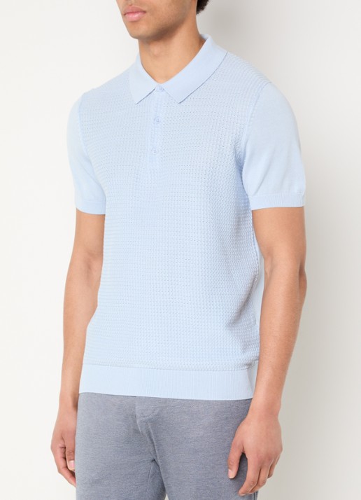 Strellson Adrian regular fit polo van  katoen met structuur - detail blauw