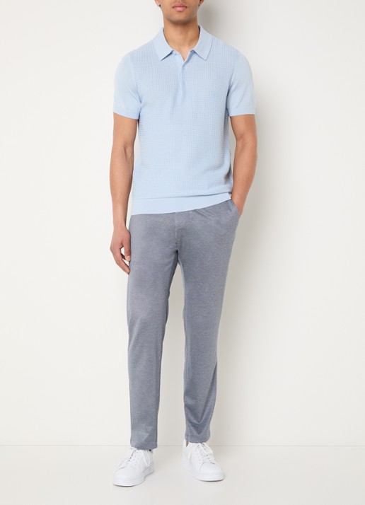 Strellson Adrian regular fit polo van  katoen met structuur - voorkant 4 blauw