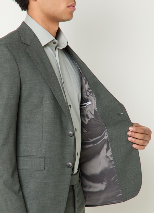 Strellson Aidan regular fit colbert in wolblend met klepzakken - detail 2 olijfgroen