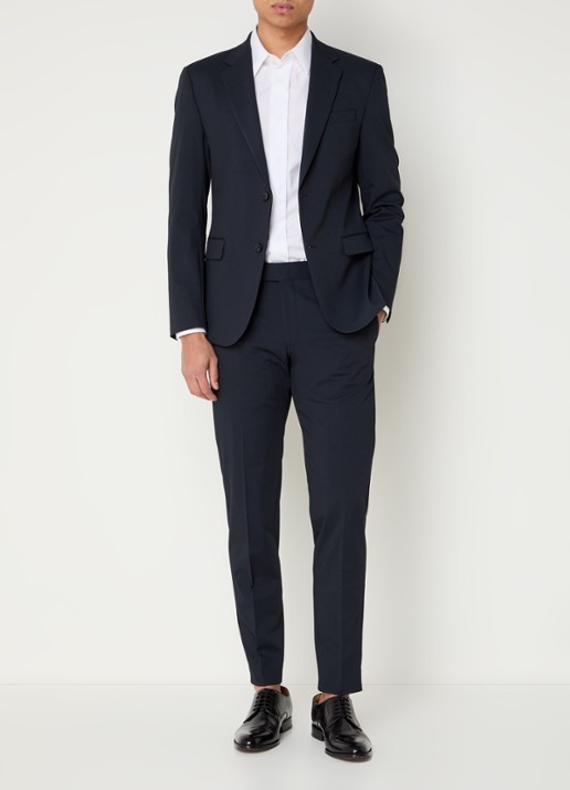 Strellson Aidan slim fit colbert met klepzakken - voorkant 7 donkerblauw