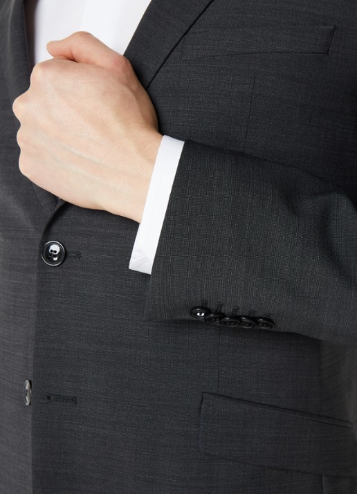 Strellson Allen slim fit colbert in wolblend met klepzakken - detail 4 antraciet