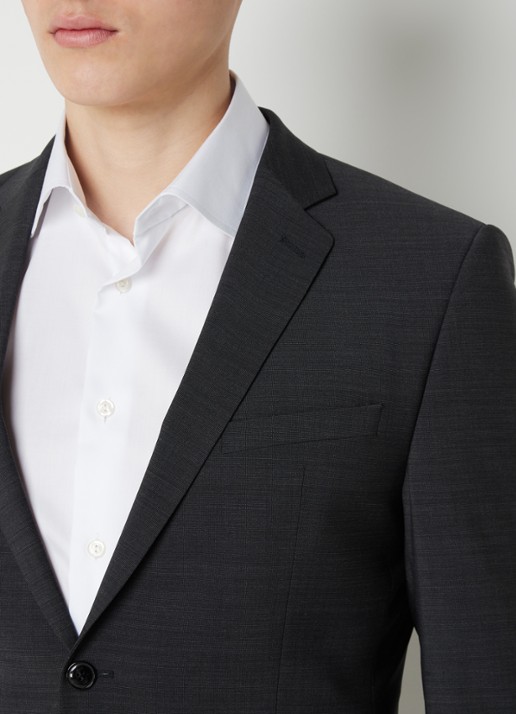 Strellson Allen slim fit colbert in wolblend met klepzakken - detail 5 antraciet