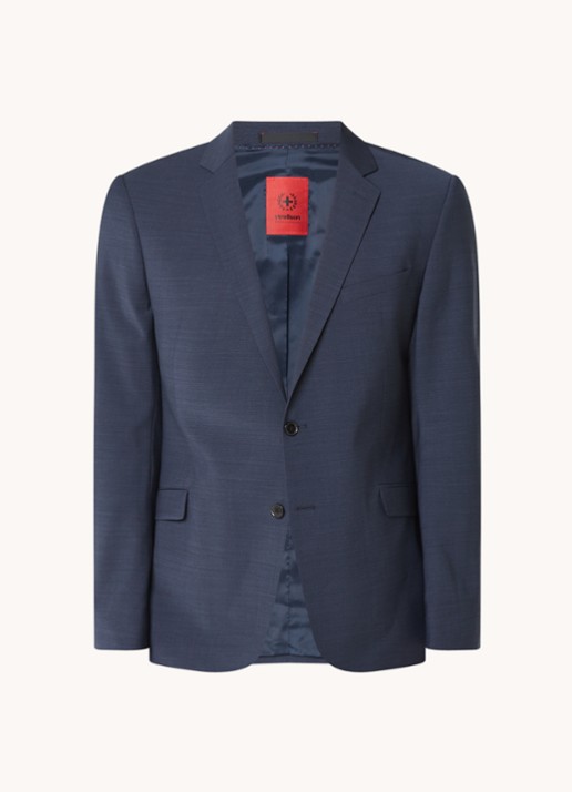Strellson Allen slim fit colbert in wolblend met klepzakken - voorkant 5 donkerblauw