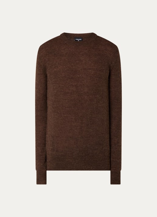 Strellson Alpus fijngebreide pullover alpaca wolblend - voorkant 3 bruin