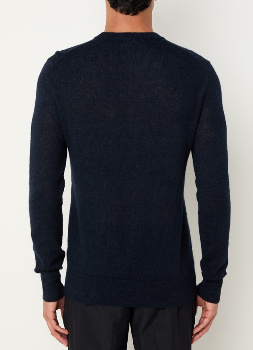 Strellson Alpus fijngebreide pullover alpaca wolblend - achterkant donkerblauw