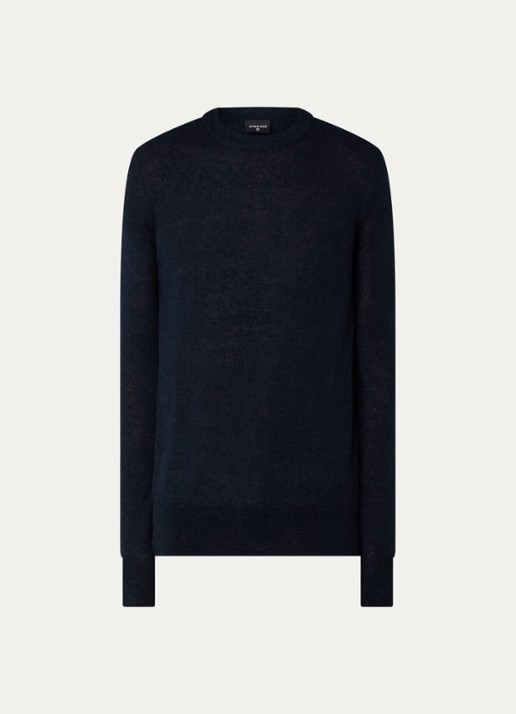 Strellson Alpus fijngebreide pullover alpaca wolblend - voorkant 2 donkerblauw