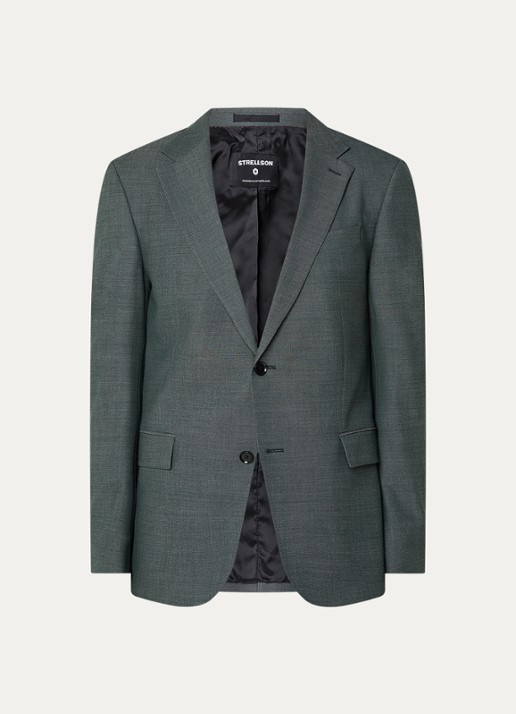 Strellson Alzer regular fit colbert met klepzakken - voorkant 2 olijfgroen