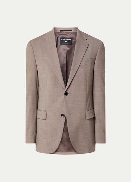 Strellson Alzer4 regular fit colbert in wolblend - voorkant 6 beige