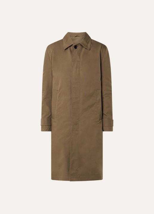 Strellson Barletta trenchcoat met steekzakken en kraag - voorkant 3 mosgroen