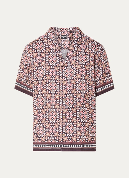 Strellson Carlos regular fit overhemd met grafische print - voorkant roze