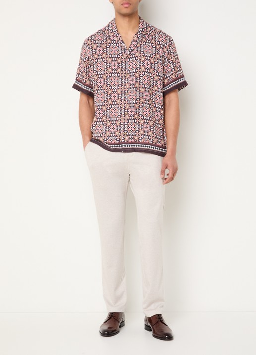 Strellson Carlos regular fit overhemd met grafische print - voorkant 2 roze