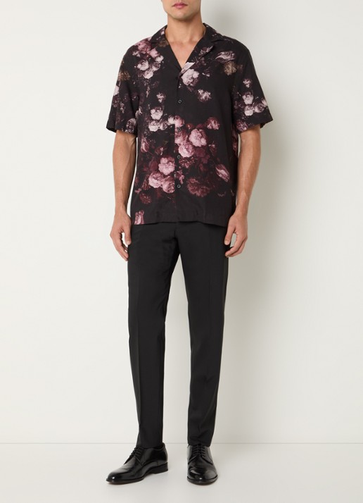 Strellson Clint regular fit overhemd met bloemenprint - voorkant 2 zwart